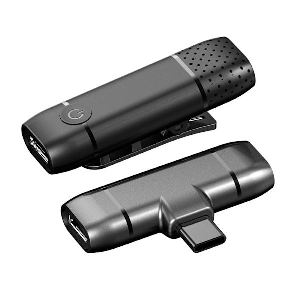 Trådløs mikrofon-lavalier for strømming av vlogging og direktesendinger - USB-C Black