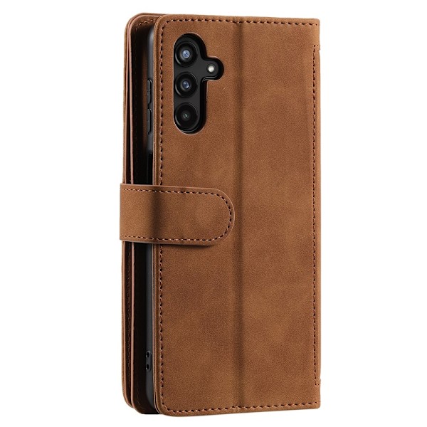 For Samsung Galaxy A16 5G / A16 4G Case Zipper Pocket PU Leather Phone Cover with 9 Card Slots Brown