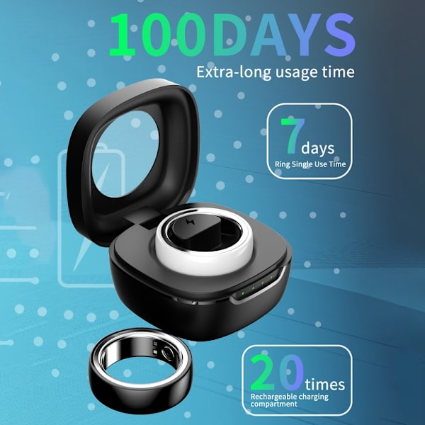 Multifunktion Smart Ring Health Tracker Søvn Hjertefrekvens Blod oxygen overvågning 16# Black
