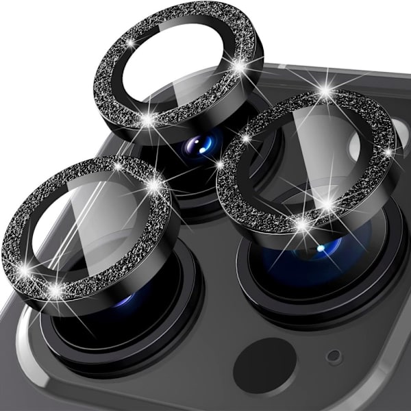 Til iPhone 15 Pro / 15 Pro Max Lens Glitter Black