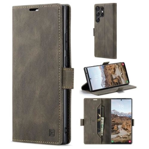 AUTSPACE A01 Retro lompakkokotelo Samsung Galaxy S23 Ultra - Kahvi Brown