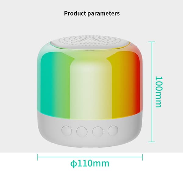 Højttaler Bluetooth Stereo Surround Trådløs Mini Subwoofer med RGB Lys - Hvid White