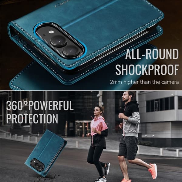 CASEME Telefonplånboksfodral med kalvskinnstextur till iPhone Duo Grön