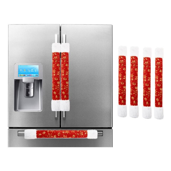 4-pack Christmas pellavakankainen jääkaapin oven kahvan suojakuori Joulu Red