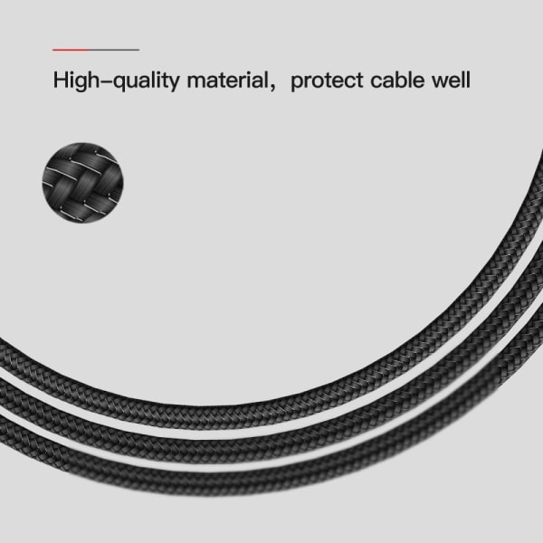 BASEUS 2 Meter Micro-USB kabel Nylon Vinklad - Svart Svart