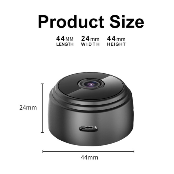 Mini Spy Camera Langaton Wifi IP-kotivalvontakamera Black