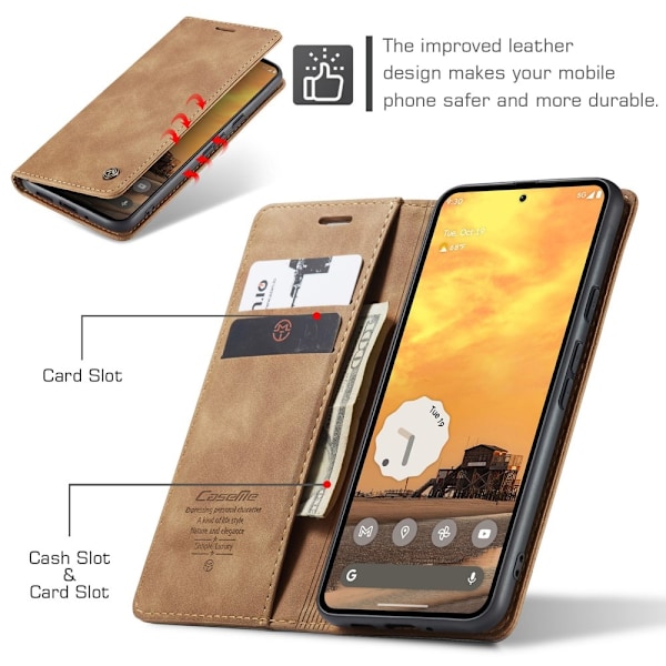 CASEME Til Google Pixel 9 Pro / Pixel 9 Etui Stativ Telefon Cover Brown