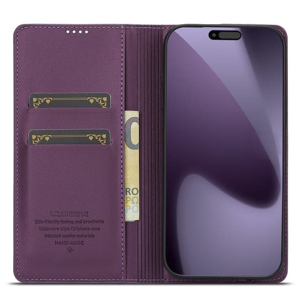 LC.IMEEKE Telefonlommebokdeksel med støtteben til iPhone 18 Pro / 17 Pro Purple