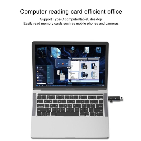 5 in 1 monitoiminen Micro USB Type-C TF -kortinlukija OTG-sovitin Black