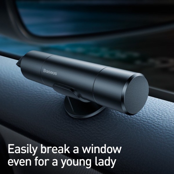 BASEUS sikkerhedshammer med brudt vindue+skåret sikkerhedsselefu Grey