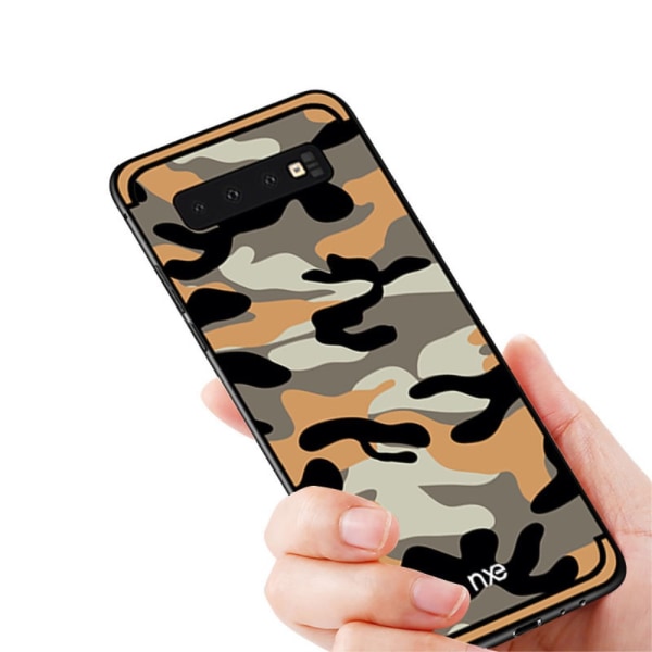 NXE Camouflage Pattern TPU Cover til Samsung Galaxy S10 - Gul Yellow