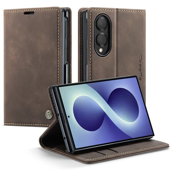 CASEME Telefonplånboksfodral med stöd till Samsung Galaxy Z Fold8 Brun