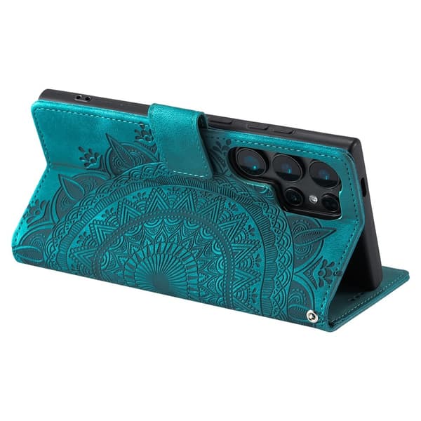Til Samsung Galaxy S26 Ultra tegnebogscover Cover Shell Mandala Blomstermønster Green