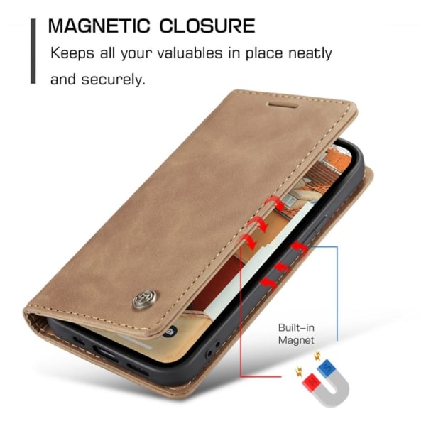 CASEME Retro Wallet Case for iPhone 14 Pro - Light Brown Brown