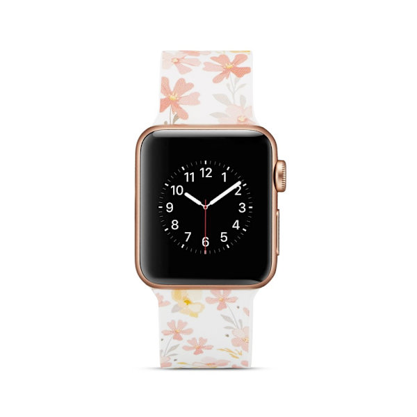 Silikoninen kellohihna Apple Watch 4 44mm, Series 3/2/1 42mm - Kukat Multicolor