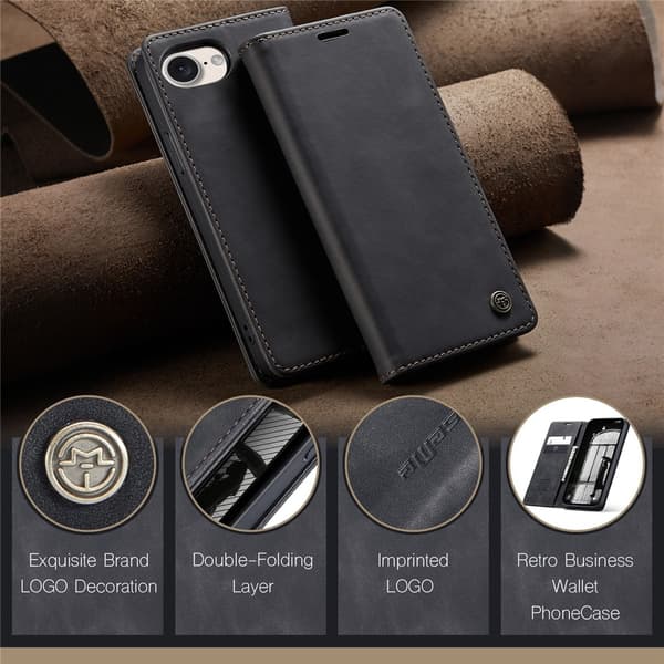 CASEME plånboksfodral till iPhone 17e / 16e Svart