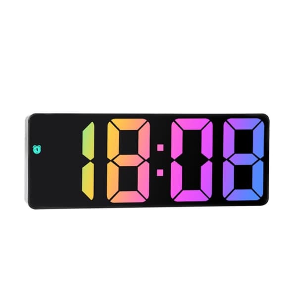 LED-klocka Elektronisk digital väckarklocka Färgglad 12/24H - Style B Svart