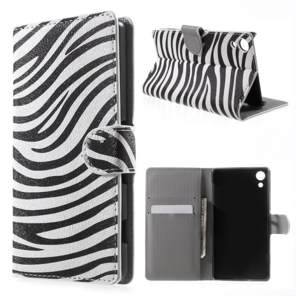Sony Xperia Z3+ E6553 Zebra Stripe -lompakkokotelo Multicolor