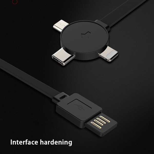 USB til lyn Micro-usb USB-C 3-i-1 kabel 66W hurtig opladning Black 1 m