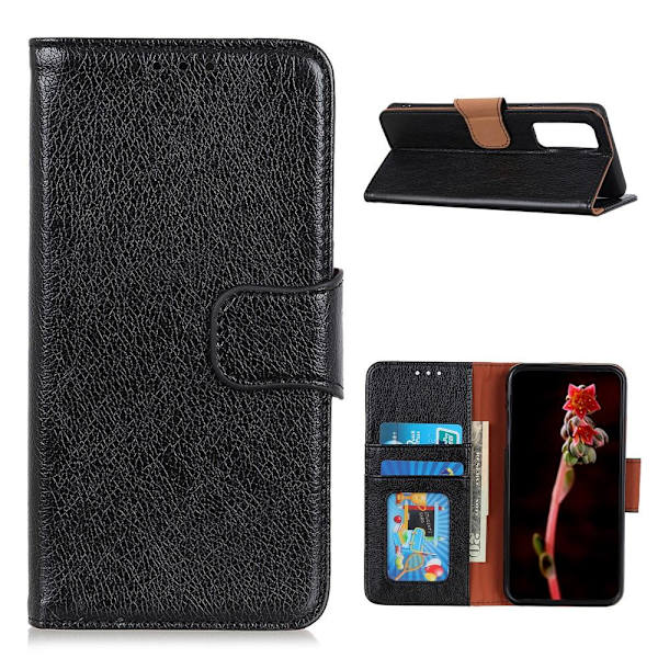 Huawei P Smart 2021 Textured Split Leather Lompakkokotelo Black
