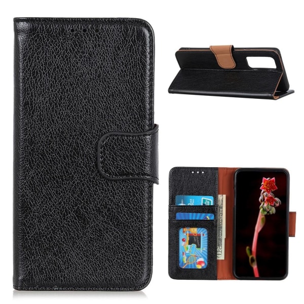 Huawei P Smart 2021 Textured Split Leather Wallet Case Black
