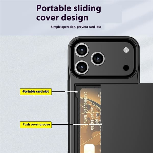 Telefoncover med skydbar kortholder til iPhone 18 Pro / 17 Pro Grey