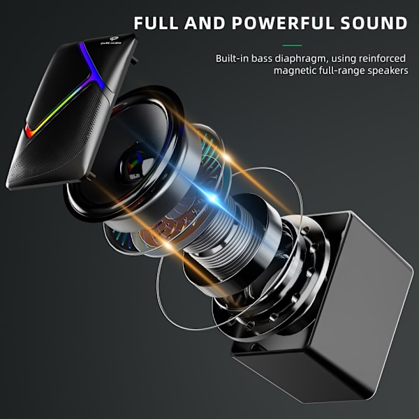 DARK ALIEN USB-høyttalere for skrivebord, datamaskin, bærbar PC, subwoofer med RGB Black