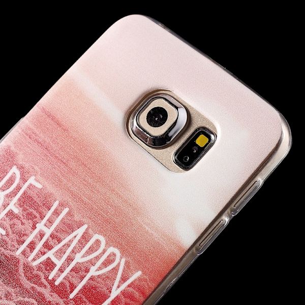Samsung Galaxy S6 EDGE TPU skal Be Happy Lila