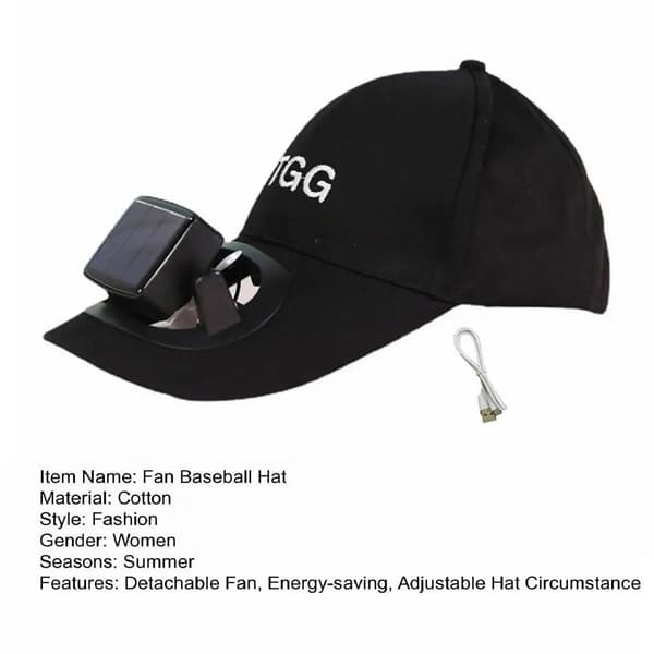Sommerhatt med solbeskyttelse og vifte - Baseballcaps - Svart Black