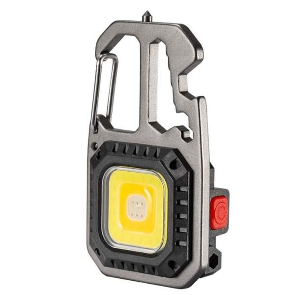 Nyckelring Ficklampa COB Light Flasköppnare Skruvmejsel Multi Svart