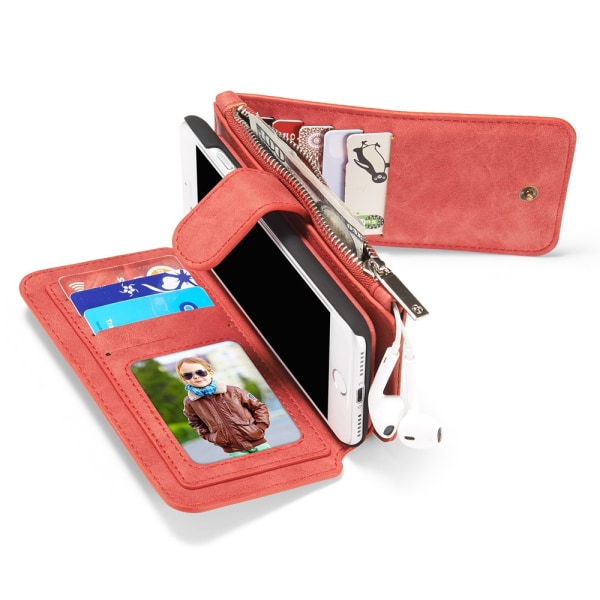 CASEME iPhone 8/7 / SE Retro nahkainen lompakkokotelo - punainen Red
