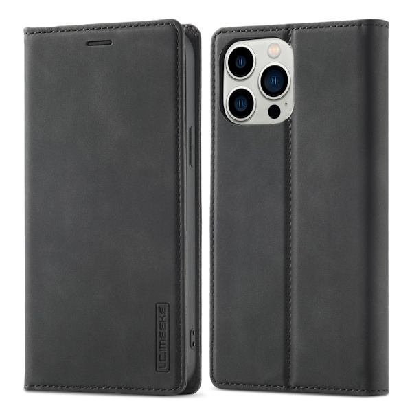 LC.IMEEKE Magneettinen puhelinkotelo iPhone 15 Pro Max -telineen lompakon suojukselle Black