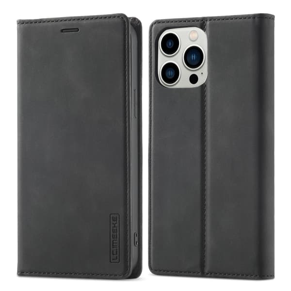 LC.IMEEKE Magnetisk telefontaske til iPhone 15 Pro Max Stand Wallet Cover Black