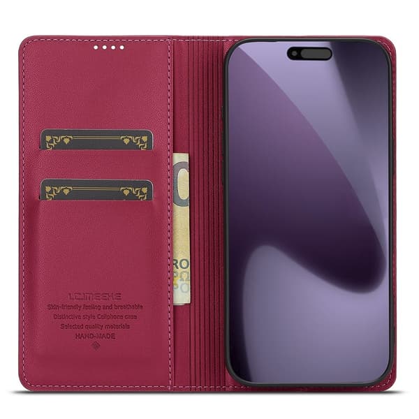 LC.IMEEKE Telefonlommebokdeksel med støtteben til iPhone 18 Pro / 17 Pro Red