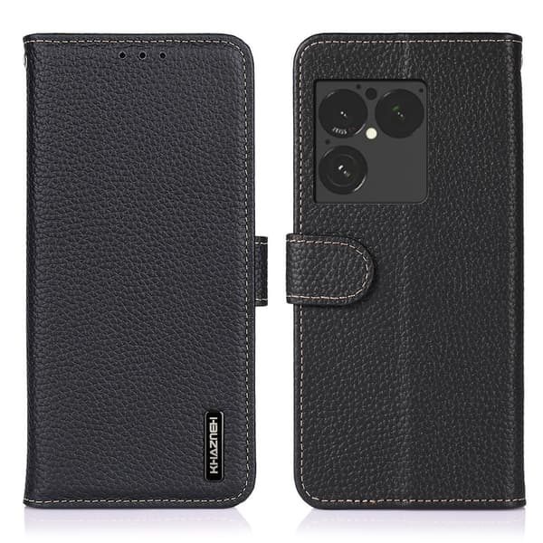 KHAZNEH Lädermobilskal för Sony Xperia 1 VIII Svart