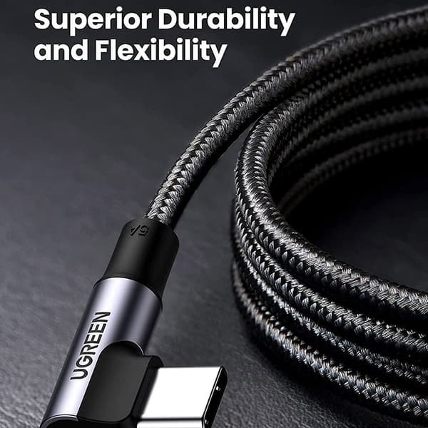UGREEN 2m 100W snabbladdning sladd kabel USB - C datakabel böjd Svart
