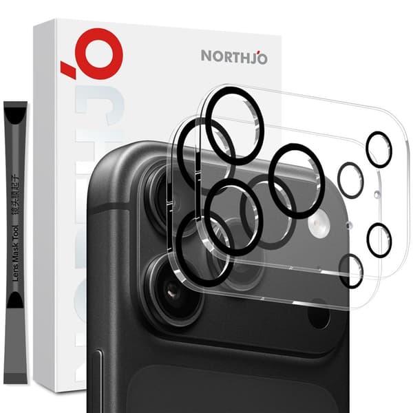 NORTHJO 2 stk Kameralinsebeskytter til iPhone 18 Pro Black