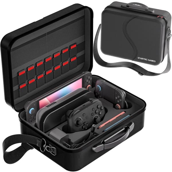 Opbevaring kompatibel med Nintendo Switch 2 multifunktionel taske skulderrem Black