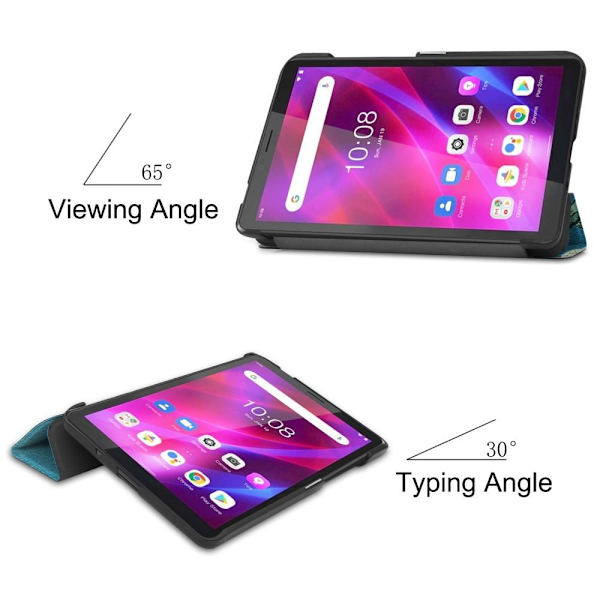 Mønster Tri-fold Stativdeksel Lenovo Tab M7 (3. generasjon) - Plommeblomst Green