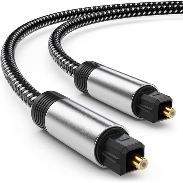 1m Optisk Kabel Nylonflätad SPDIF Guldpläterad Kontakt Optisk Toslink Svart