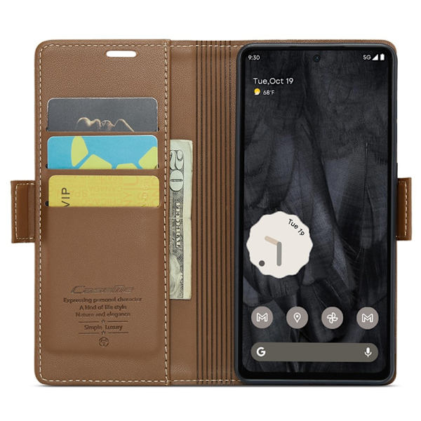 CASEME Retro Lompakkokotelo Pixel 8 Pro Brown