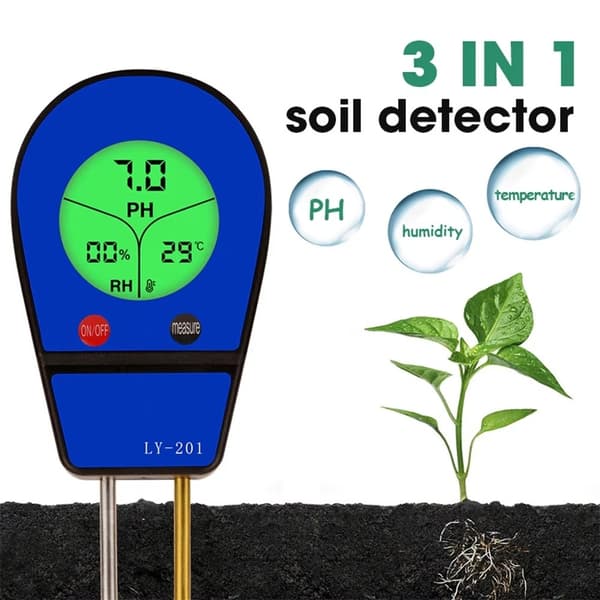 Digital Soil Tester 3in1 Temperatur Fuktighet PH Meter Acidity Analyzer Blue