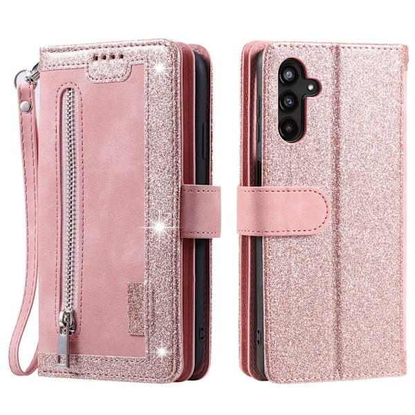 Samsung Galaxy A26 5G Kuori Vetoketjutaskulla ja 9 Korttipaikalla Pink gold