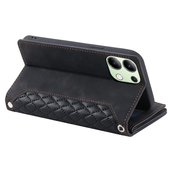 Til Xiaomi Redmi 15C Zipper Wallet Case Rhombus Telefoncover Black