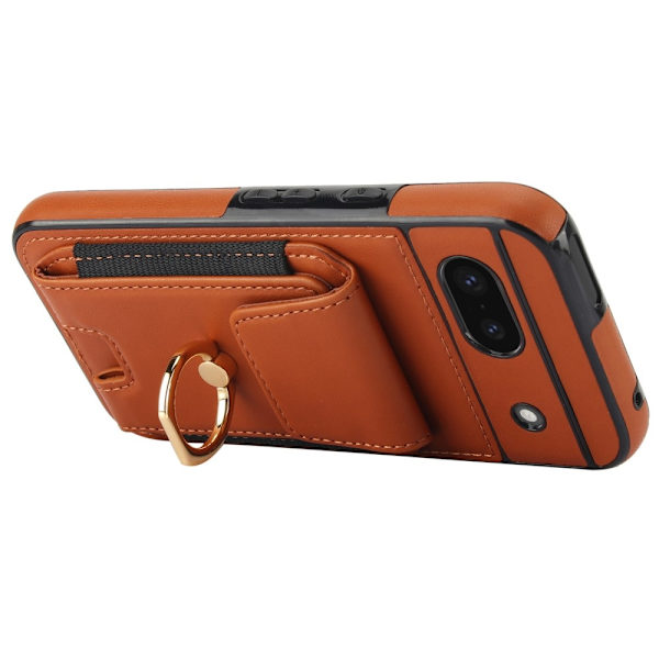 Google Pixel 8a Kickstand Case Puhelimen Suojakotelo Korttipaikoilla Brown