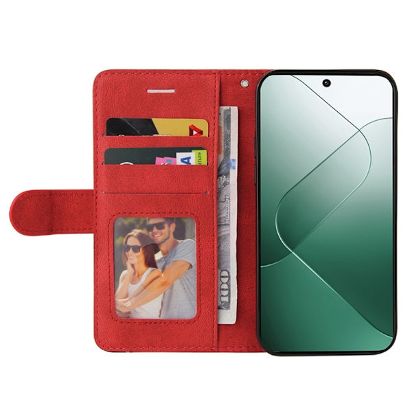 Til Xiaomi 14 KT-serie-1 dobbeltfarve tegnebog Red