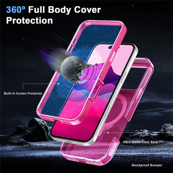Puhelinkotelo näytönsuojalla iPhone 18 Pro Max / 17 Pro Max puhelimille Pink