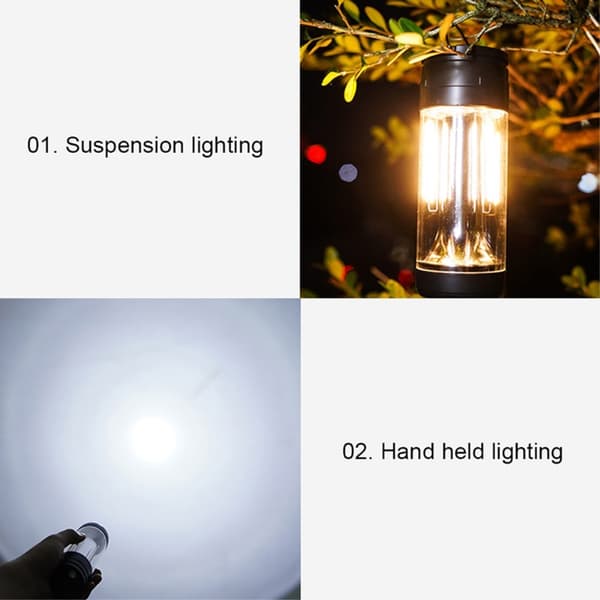 3 - i - 1 Lampe Camping Dobbelt lyskilde Genopladelig Orange