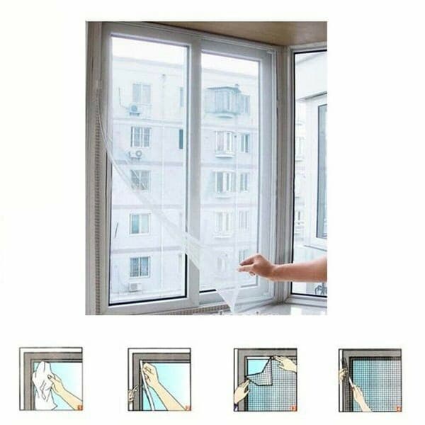 Fönster myggnät Balkong Osynligt nät 150*130cm Vit