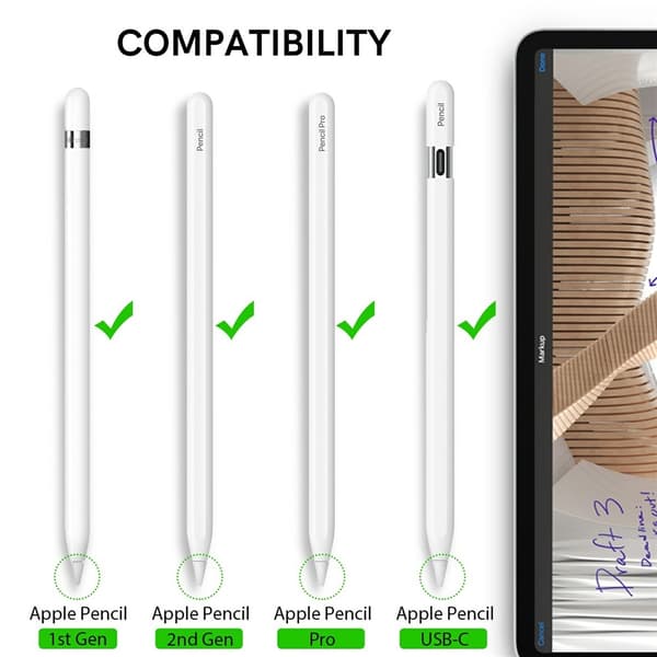 4 st. utbytesspetsar för Pencil Pro 1:a gen / USB-C / 2:a gen / 1:a gen Vit